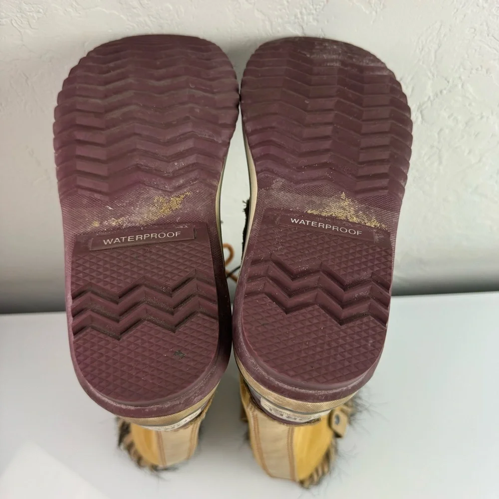Sorel‎ Boots Joan of Arctic Winter Snow Tan Beige Waterproof Leather Lined